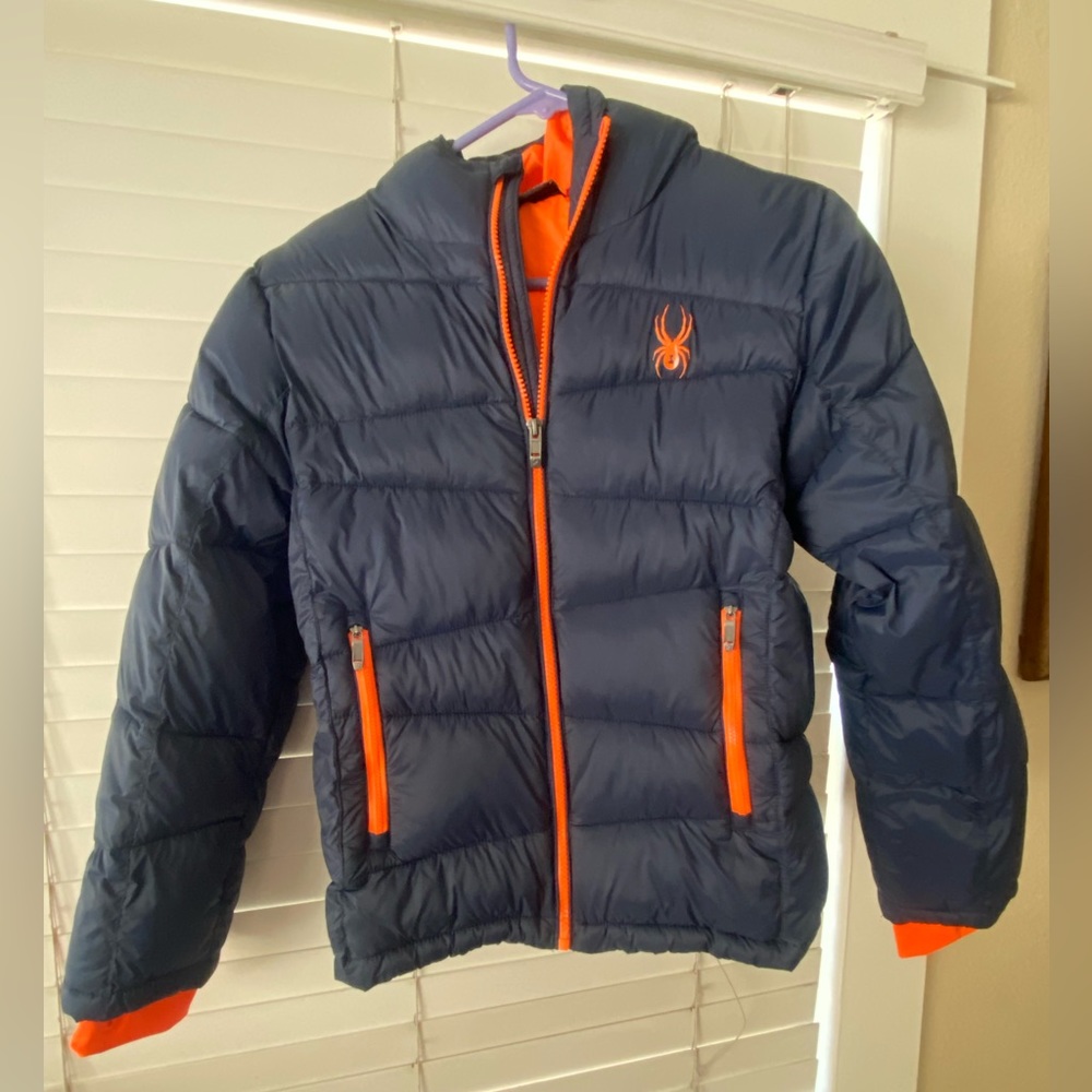 Spyder Navy and Orange Puffer Jacket